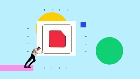 Man, programmer pushing frames forward, launching of new startup, web Stock Footage 262671412