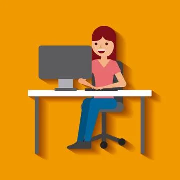 Man programmer working on his pc computer coding and programming Stock Illustration