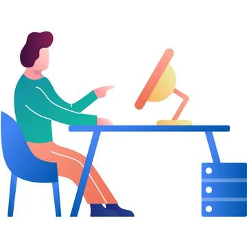 Man programmer at workplace vector icon isolated Stock-Illustration