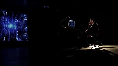 The man the programmer works on the computer. Stock Footage 77676502