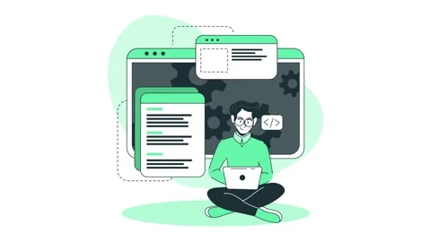 Man programming 4k animation on his computer Stock Footage 251771913