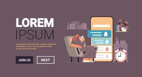 Man programming time reminder alarm on smartphone screen office day planner 库存插图