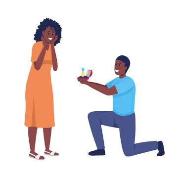 Man proposing to his beloved semi flat color vector characters Stock Illustration