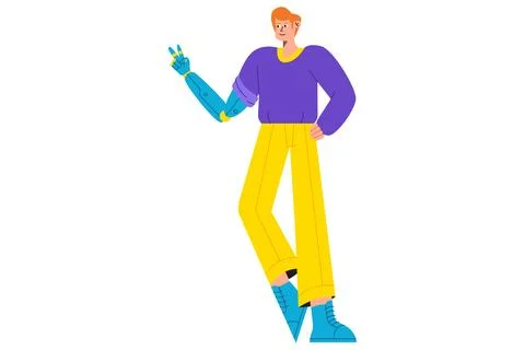 Man With Prosthesis Arm 스톡 일러스트