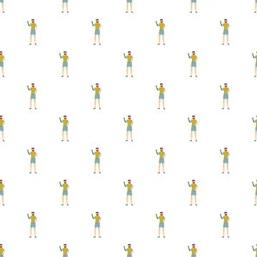 Man with prosthetic arm standing seamless pattern Stock Illustration