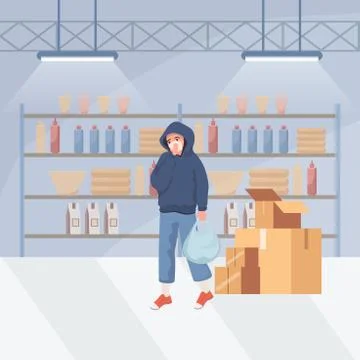 Man in protective mask doing shopping during global pandemic of Coronavirus Stock Illustration