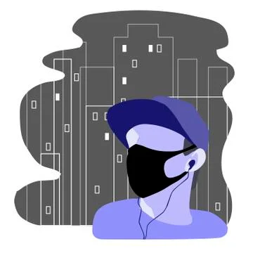 A man in a protective mask. Stock Illustration