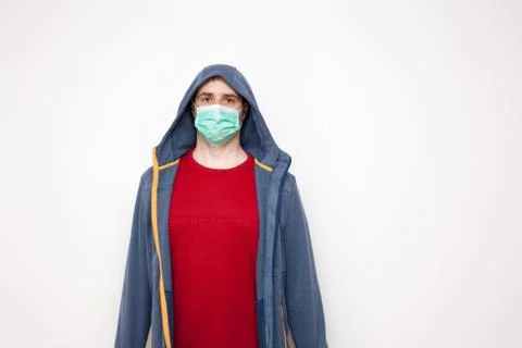 Man with protective mask on white background Фото