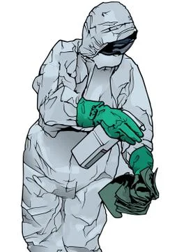 Man in Protective Suit and Protective Mask Stock Illustration