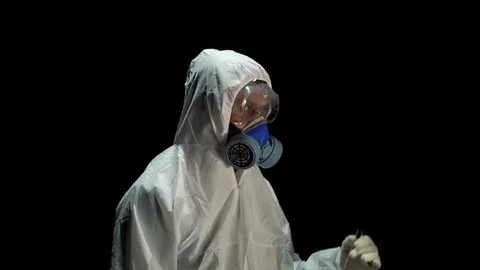 A man in a protective suit Stock Footage 126072629