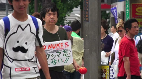 Man Protest Nuclear Weapons On The Streets Of Shinjuku Tokyo Stock Footage 51901581