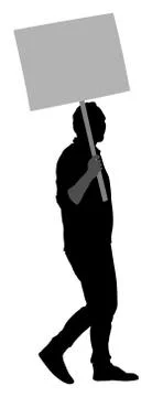 Man protester with transparent in hand vector silhouette イラスト素材