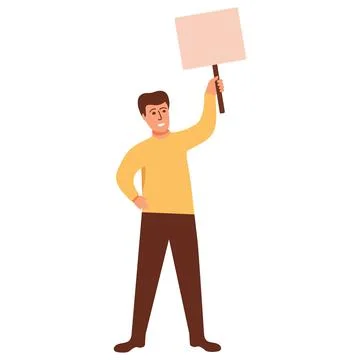 Man protesters. Vector illustration. Hand holding board. Stock Illustration