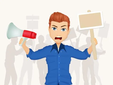Man protesting Stock Illustration
