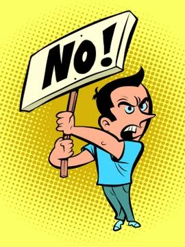 Man protesting with a poster no Stock Illustration