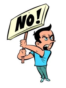 Man protesting with a poster no Stock Illustration
