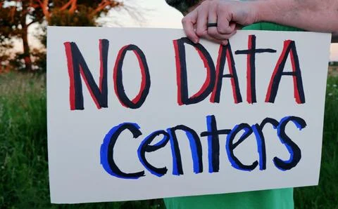 Man Protesting Tech Industry Data Center Growth Stock Photos