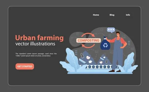 Man proudly showcasing the composting process. Flat vector illustration Stock Illustration