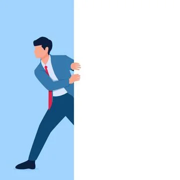 Man pull blank white space for texts Illustrazione stock