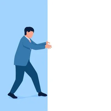 Man pull blank white space for texts Stock Illustration