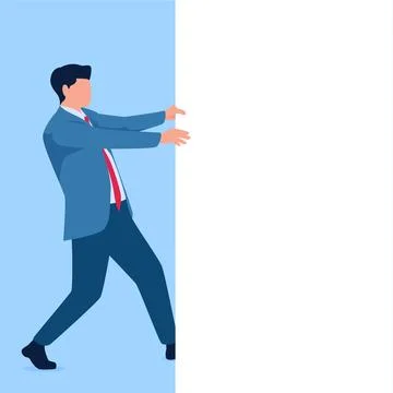 Man pull blank white space for texts Illustrazione stock