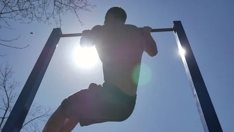 The man pulled on the bar Stock Footage 75808552