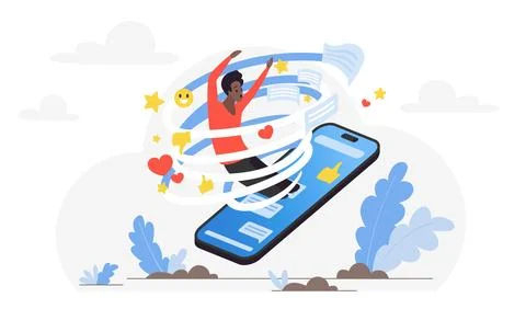 Man Pulled Into Smartphone Social Media Vortex イラスト素材