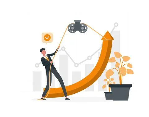 Man pulling up arrow Stock Illustration