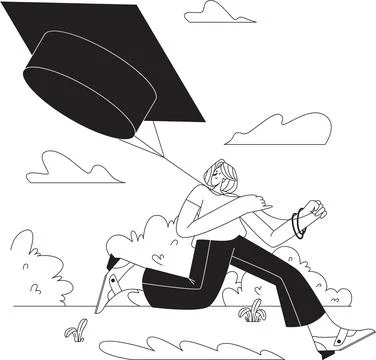 Man pulling on a big toga hat graduation graphic Stockillustratie