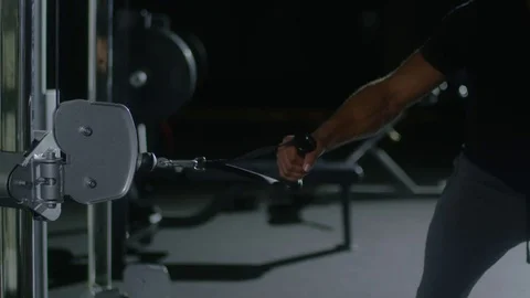 Man Pulling Resistance Band Gym Training CU 1 Stock Footage 78993653