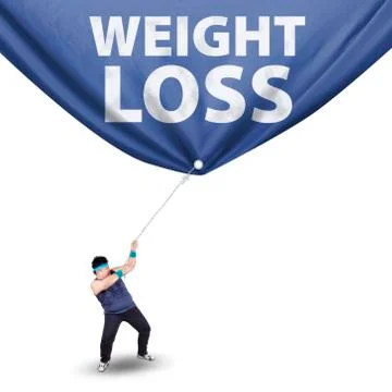 Man pulling weight loss banner イラスト素材