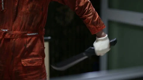 Man pulls knife and slashing Stock Footage 213575324