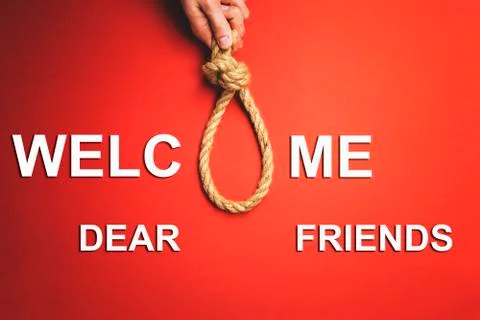 Man pulls a noose. The concept of the real relationship between people. Stock Photos