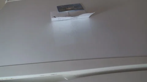 Man Pulls A Note On A Fridge Below Shot Stock Footage 36293909