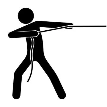 Man pulls a rope with a heavy load. Performing an impossible task Illustrazione stock