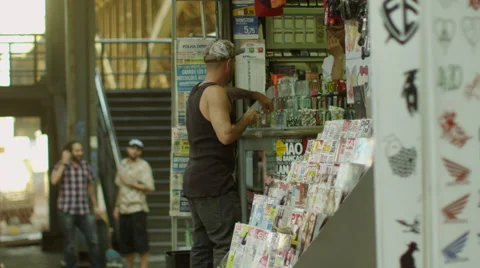 Man purchasing candies from the shop Stock Footage 61274459