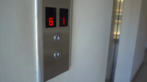 Man push the button to call an elevator Stock Footage 88281350