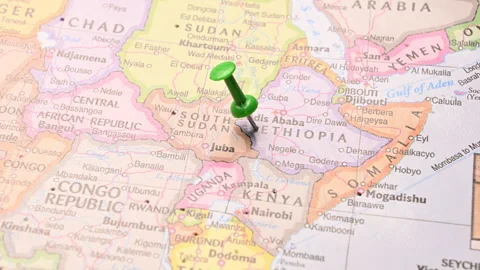 Man Push Pin Pointing On Ethiopia On World Travel Map Stock Footage 328142823