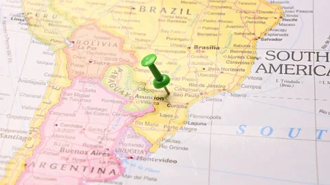 Man Push Pin Pointing On  Sao Paulo On World Travel Map Stock Footage 328088671