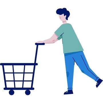 Man push trolley cart vector sale promotion icon 库存插图