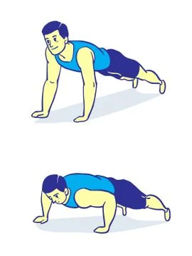 Man push up in two step, Simple vector illustration. 스톡 일러스트