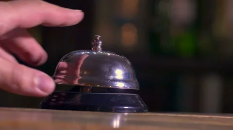 Man pushes call bell at the hotel arm Stock Footage 59081562