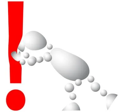 Man pushes an red exclamation mark Stock Illustration