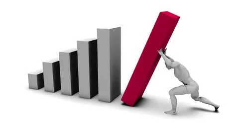 Man Pushing Up Bar Chart Block Stock-Illustration