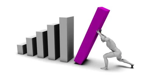 Man Pushing Up Bar Chart Block Stock-Illustration