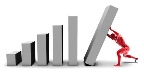 Man Pushing Up Bar Chart Block Stock-Illustration