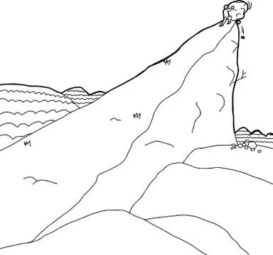 Man pushing boulder up hill Stock Illustration