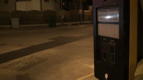 Man is pushing a crosswalk button Stock Footage 38046193