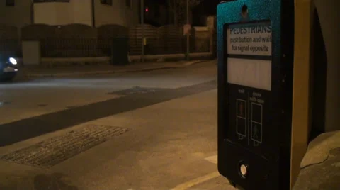 Man is pushing a crosswalk button Stock Footage 38046232