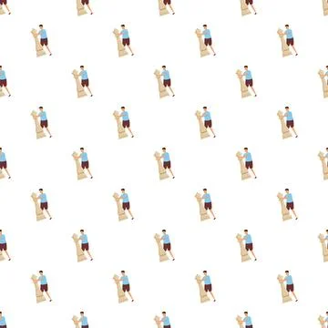 Man pushing large chess king playing strategy game Stock Illustration